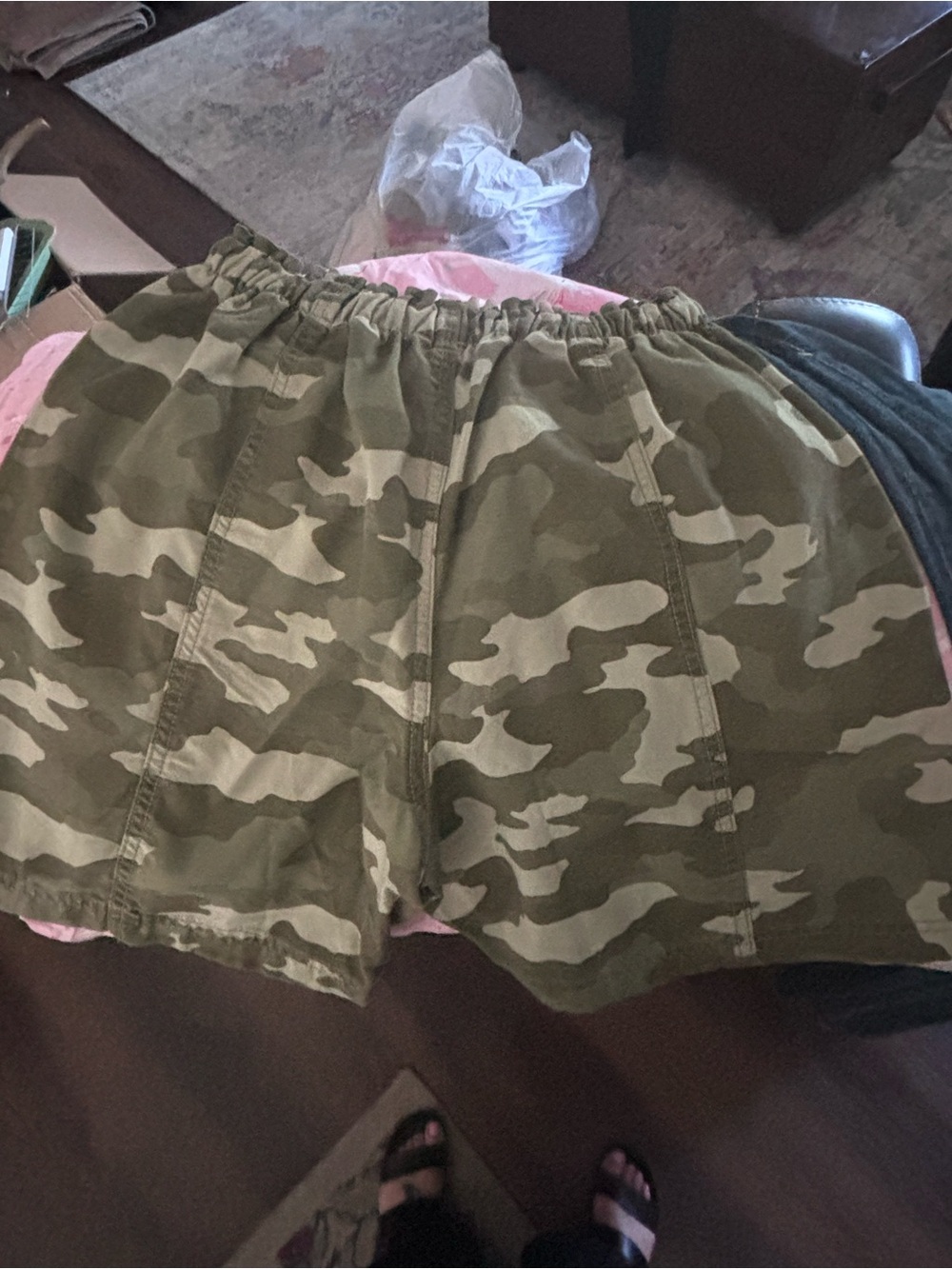 aerie Olive Camo Elastic-Waist Shorts